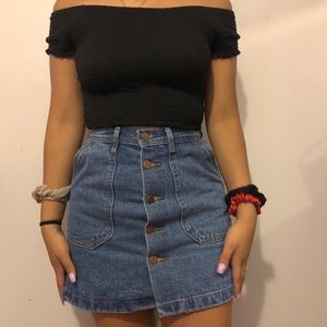 Button down dark wash jean skirt :)